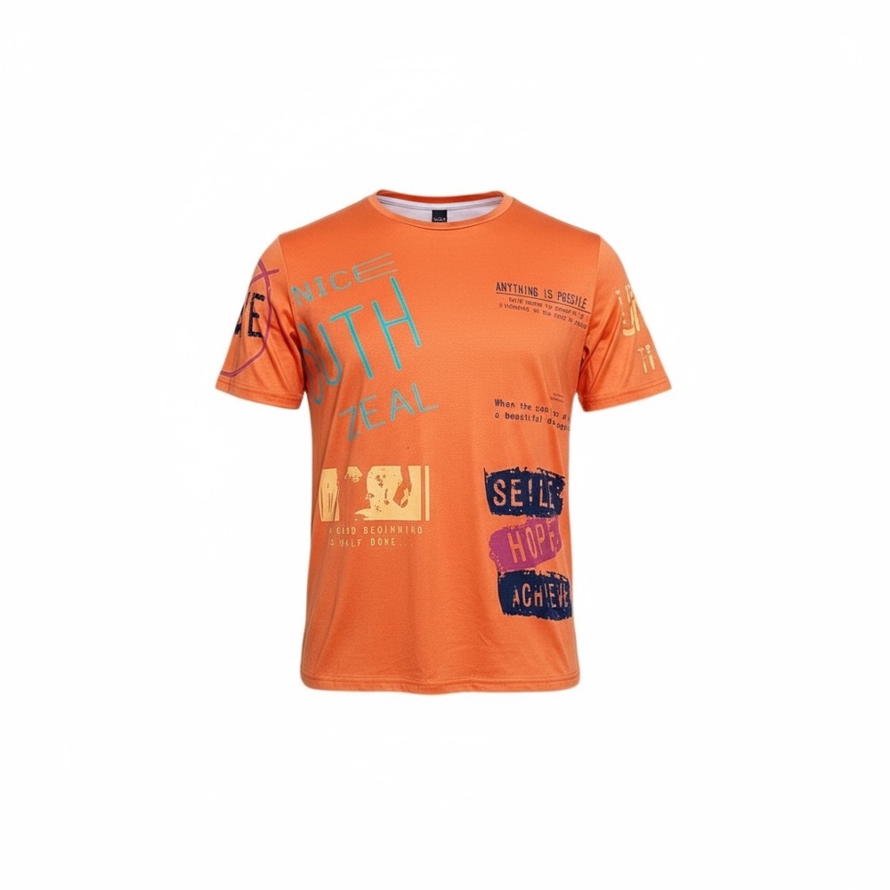 SHEIN Orange Graphic Short Sleeve Tee